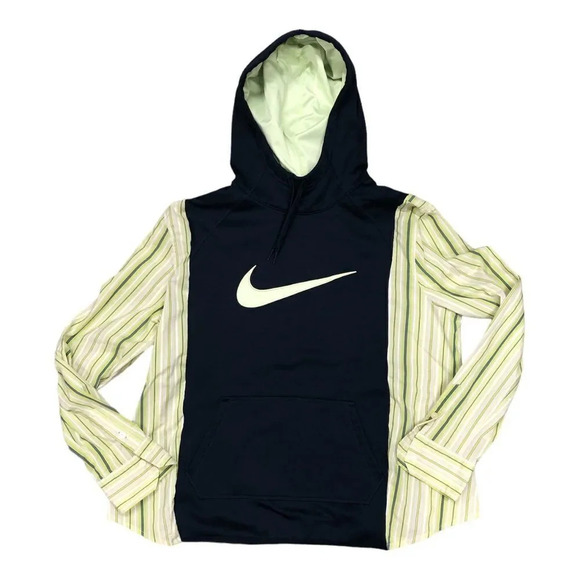 Upcycled nike hoodie reworked flannel/cotton sleeves refashion pullover OOAK - Picture 1 of 1